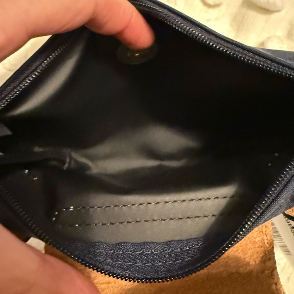 Longchamp LE PLIAGE ORIGINAL POUCH WITH HANDLE Mini Bag in Navy and Brown NWT - Picture 4 of 6